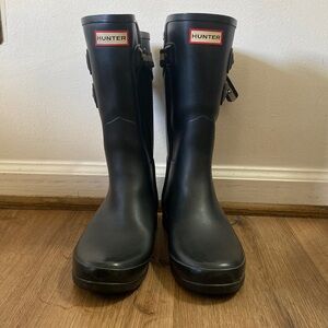 Black Tall Hunter Rain Boots, Size 8